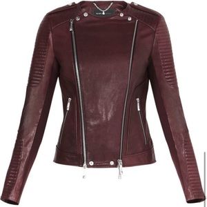 New Bcbg Maxazria burgundy moto biker leather jacket Blake